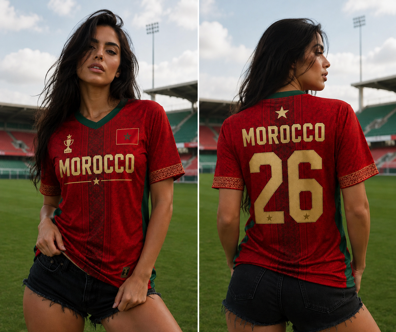 Premium Morocco All-Over Print Football Jersey – Customizable Unisex Fan Shirt
