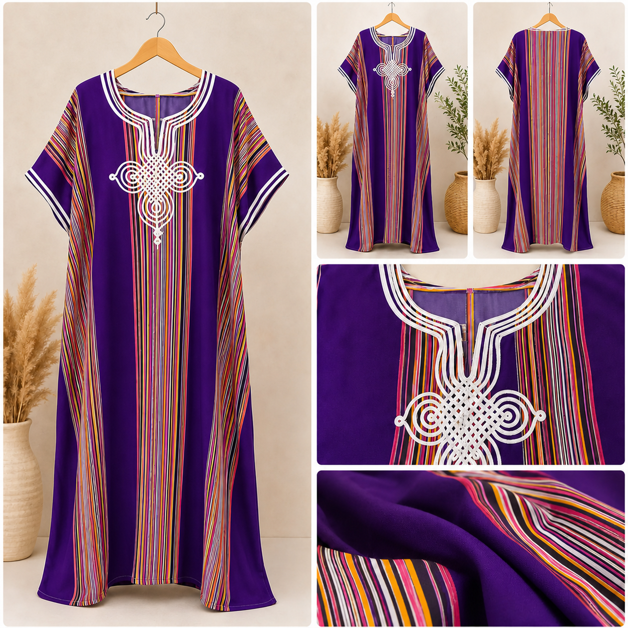 Handmade Moroccan Caftan Dress | Traditional Bohemian Maxi Style | One Size Fits All