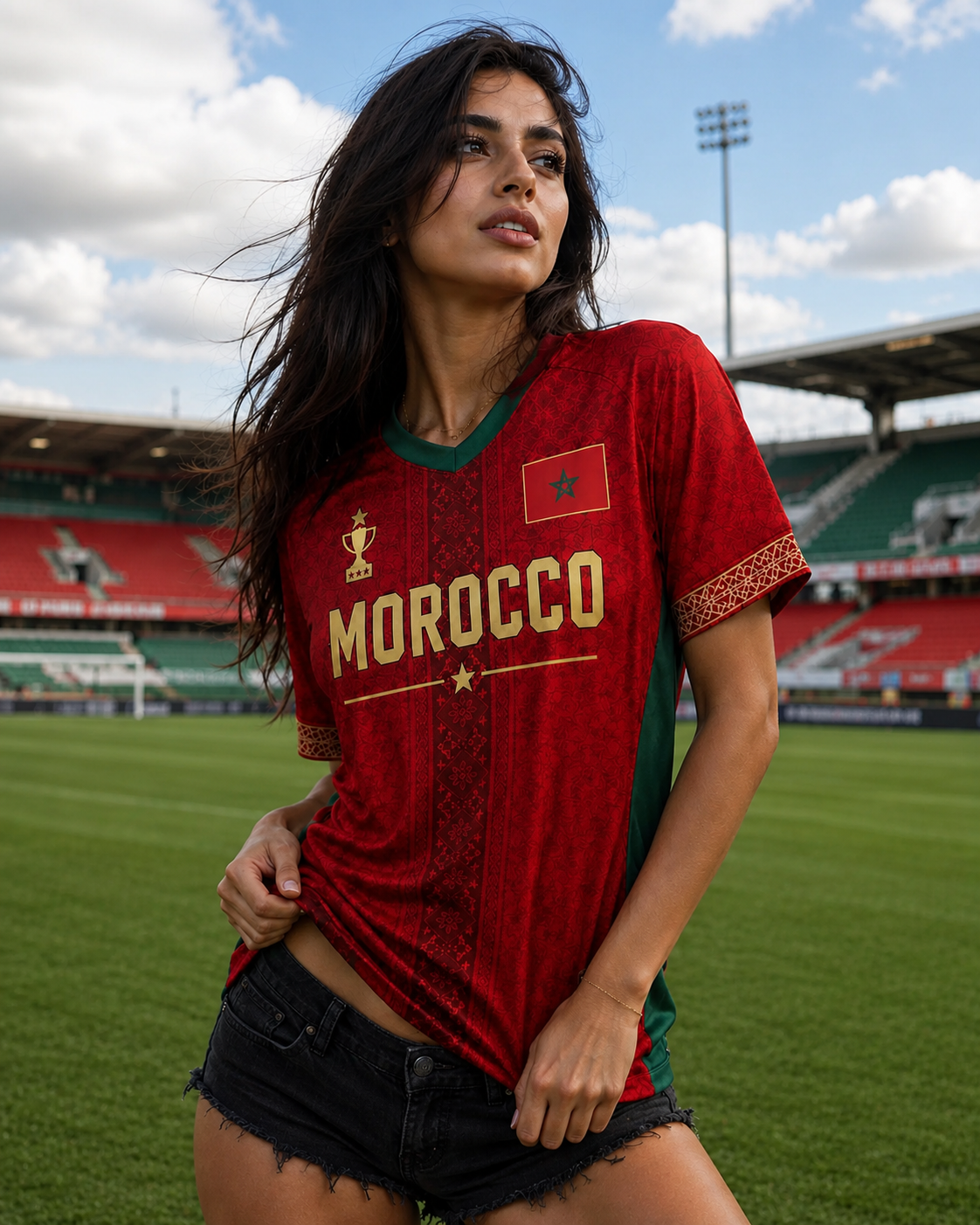 Premium Morocco All-Over Print Football Jersey – Customizable Unisex Fan Shirt
