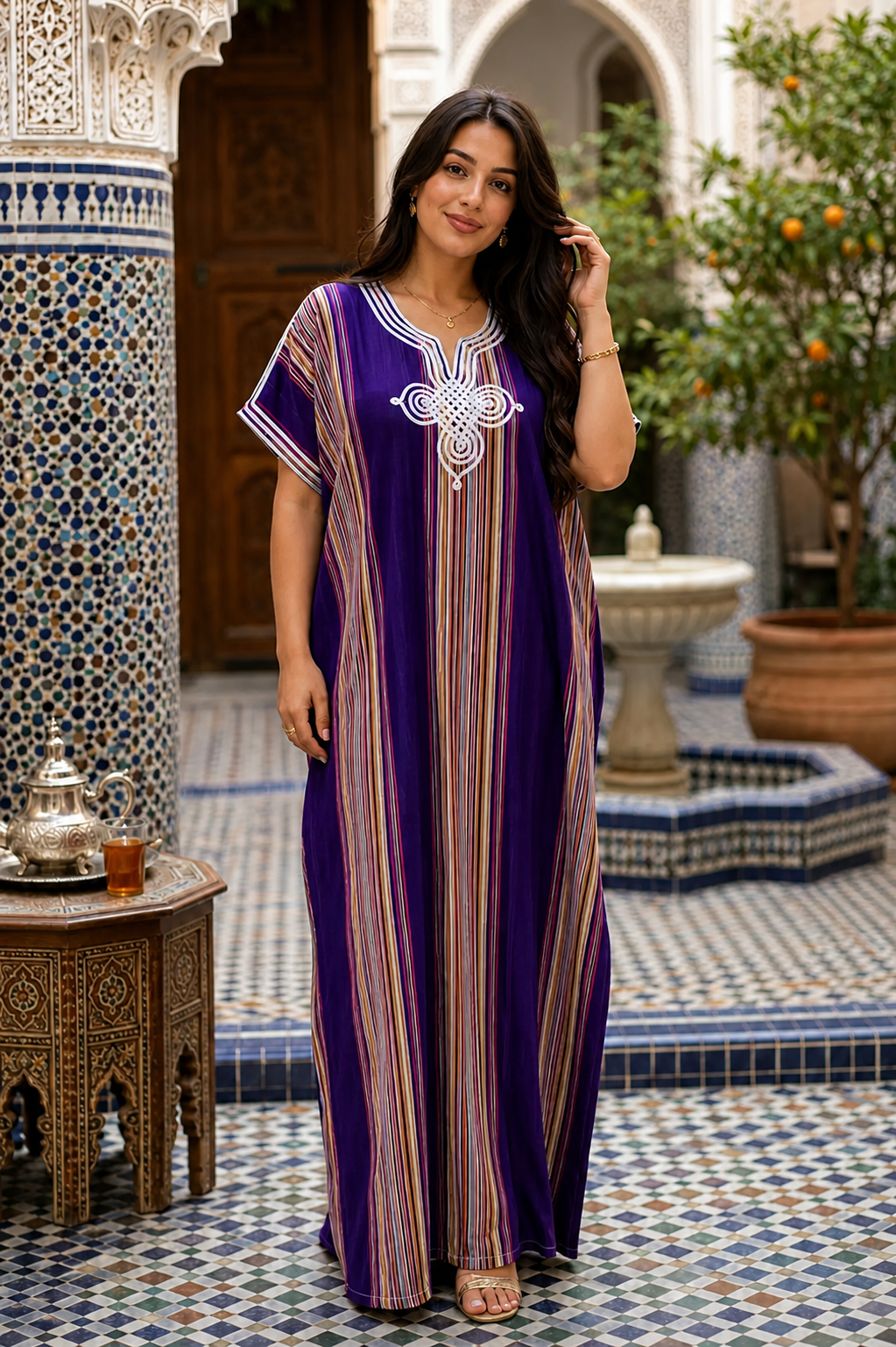 Handmade Moroccan Caftan Dress | Traditional Bohemian Maxi Style | One Size Fits All